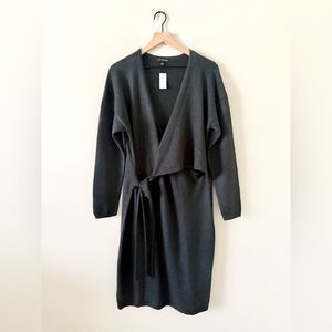 NWT Banana Republic Wrap Front Long Sleeve Sweater Dress in Dark Gray - Size XL